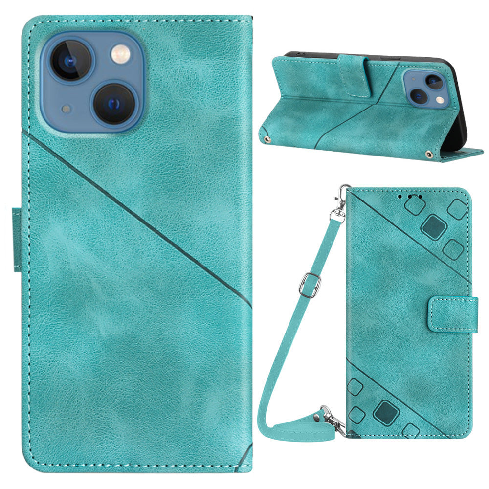 PT005 YB Imprinting Series-7 for iPhone 15 Cell Phone Stand Case Skin-touch Feeling Leather Cover Wallet - Green PT005 YB Imprinting Series-7 for iPhone 15 Cell Phone Stand Case Skin-touch Feeling Leather Cover Wallet - Green